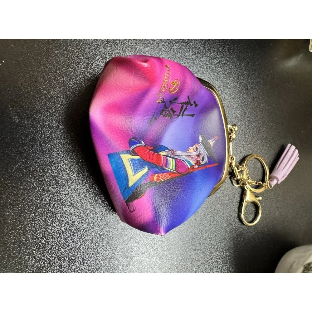 OULGUN Asian Ethnic Art Coin Purse Keychain Kiss Lock Mini Wallet‎